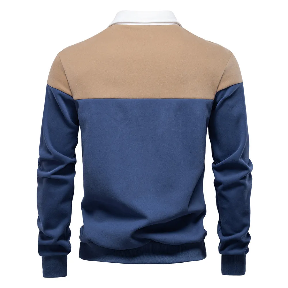 Colorblock Warm Long Sleeve Polo Shirt sold by Aha Selected product image thumbnail 3
