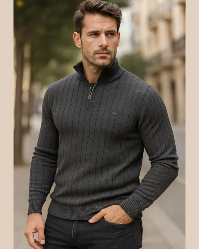 Heritage Ribbed Half-Zip Sweater sold by Aha Selected