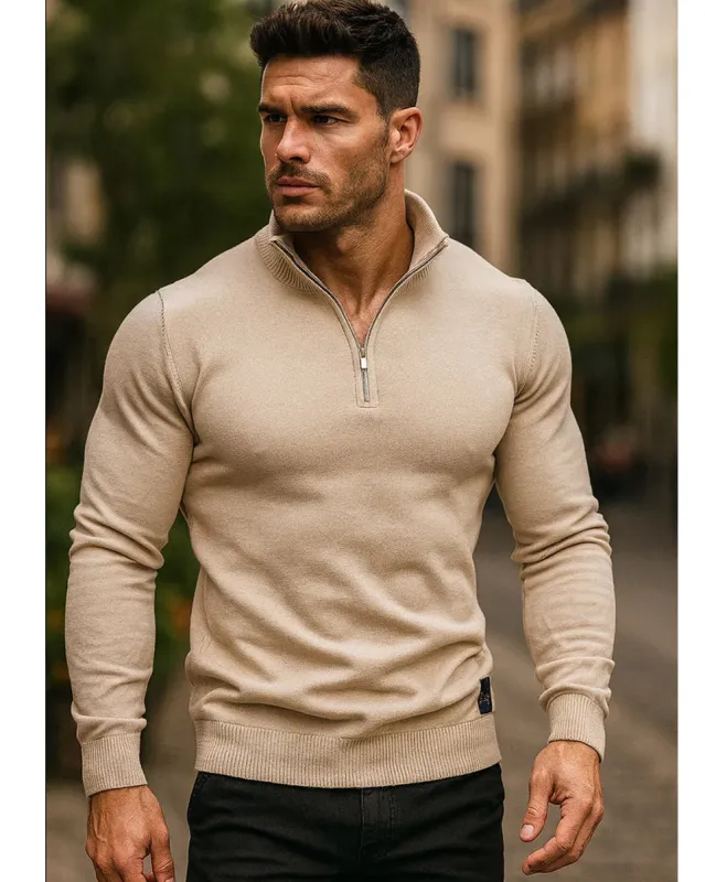 Classic Half-Zip Knit Sweater sold by Aha Selected