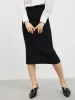 Woolen Slit Knit Midi Skirt sold by Aha Selected