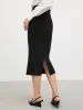 Woolen Slit Knit Midi Skirt sold by Aha Selected