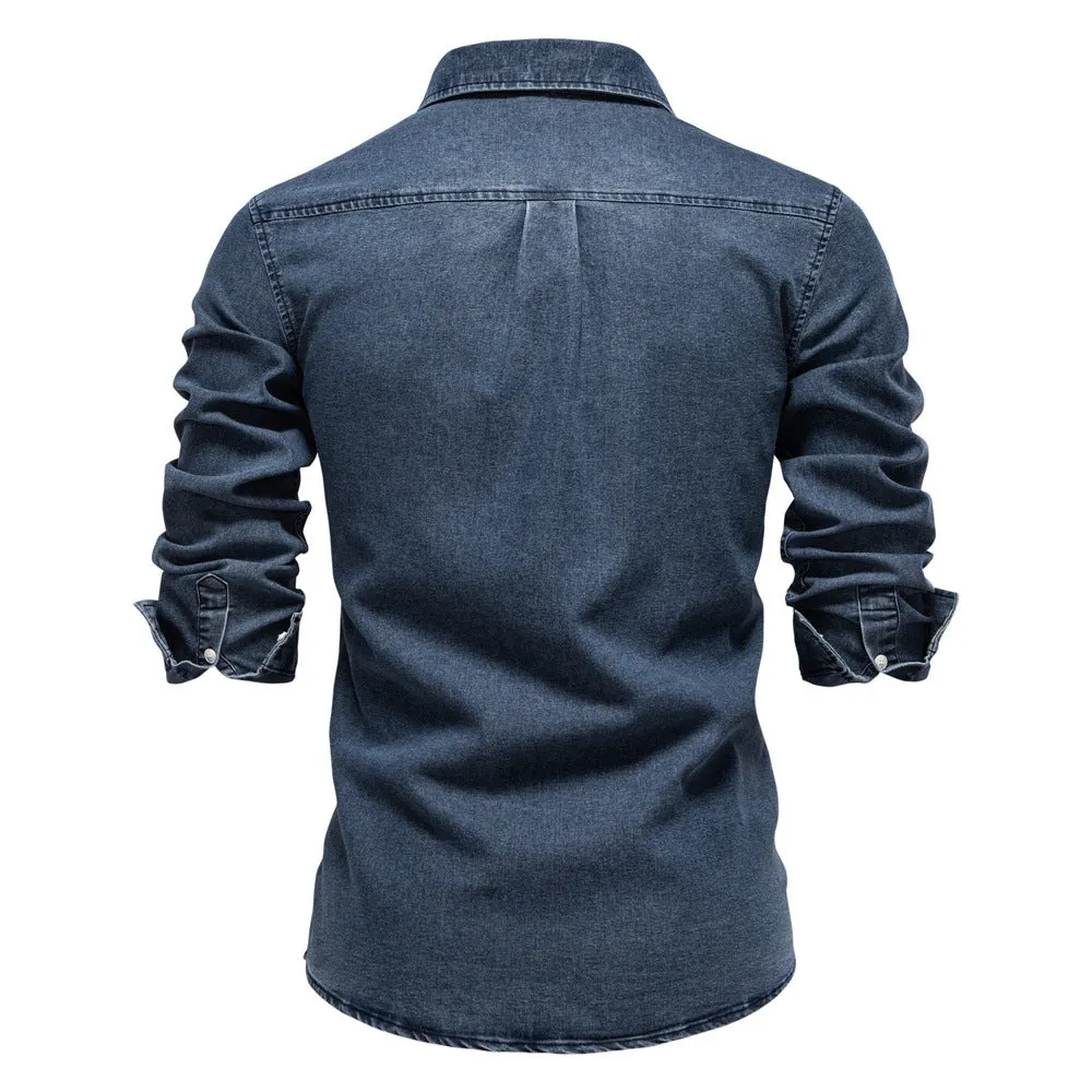 Classic Long Sleeve Denim Shirt sold by Aha Selected product image thumbnail 3