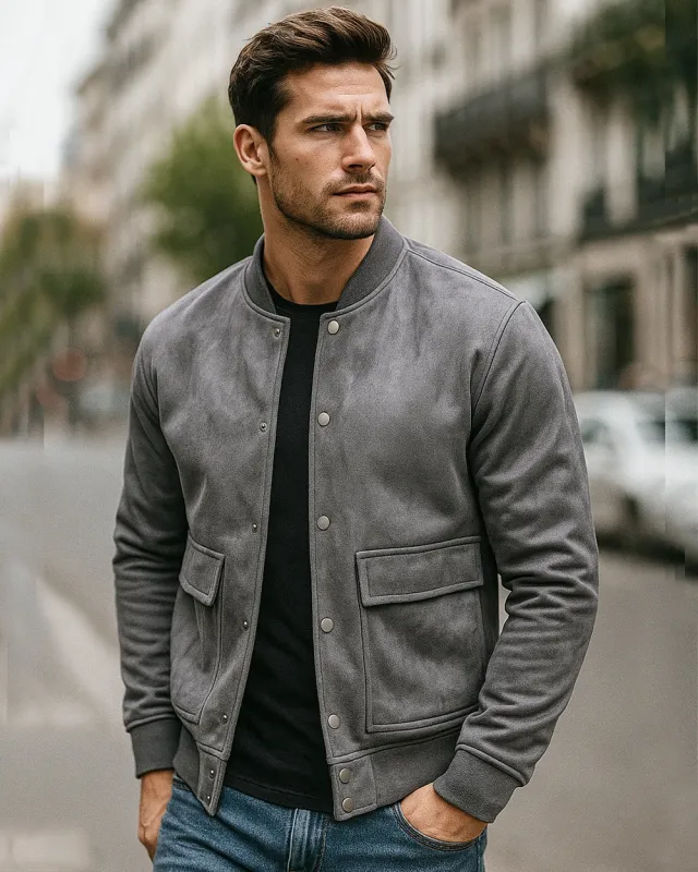 Urban Suede Bomber Jacket sold by Aha Selected