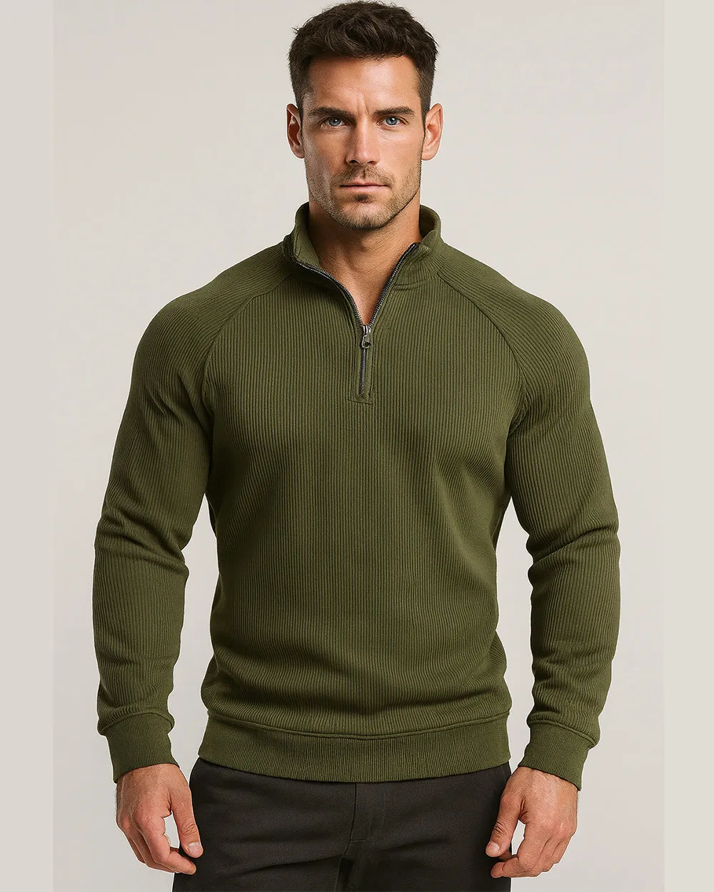Men’s Waffle Fleece-Lined Half-Zip Sweatshirt sold by Aha Selected product image thumbnail 4