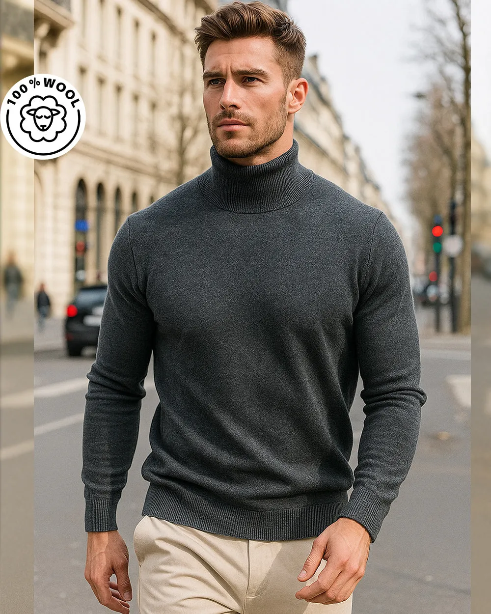 100% Wool Turtleneck Base Layer Sweater sold by Aha Selected