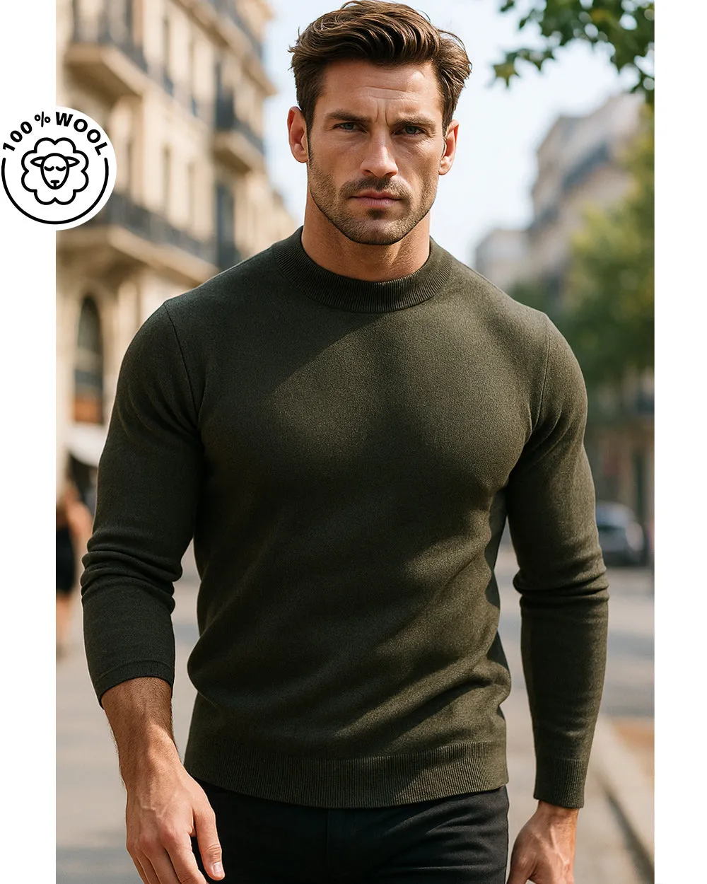 100% Wool Mid-Weight Mock Neck Sweater sold by Aha Selected product image thumbnail 4