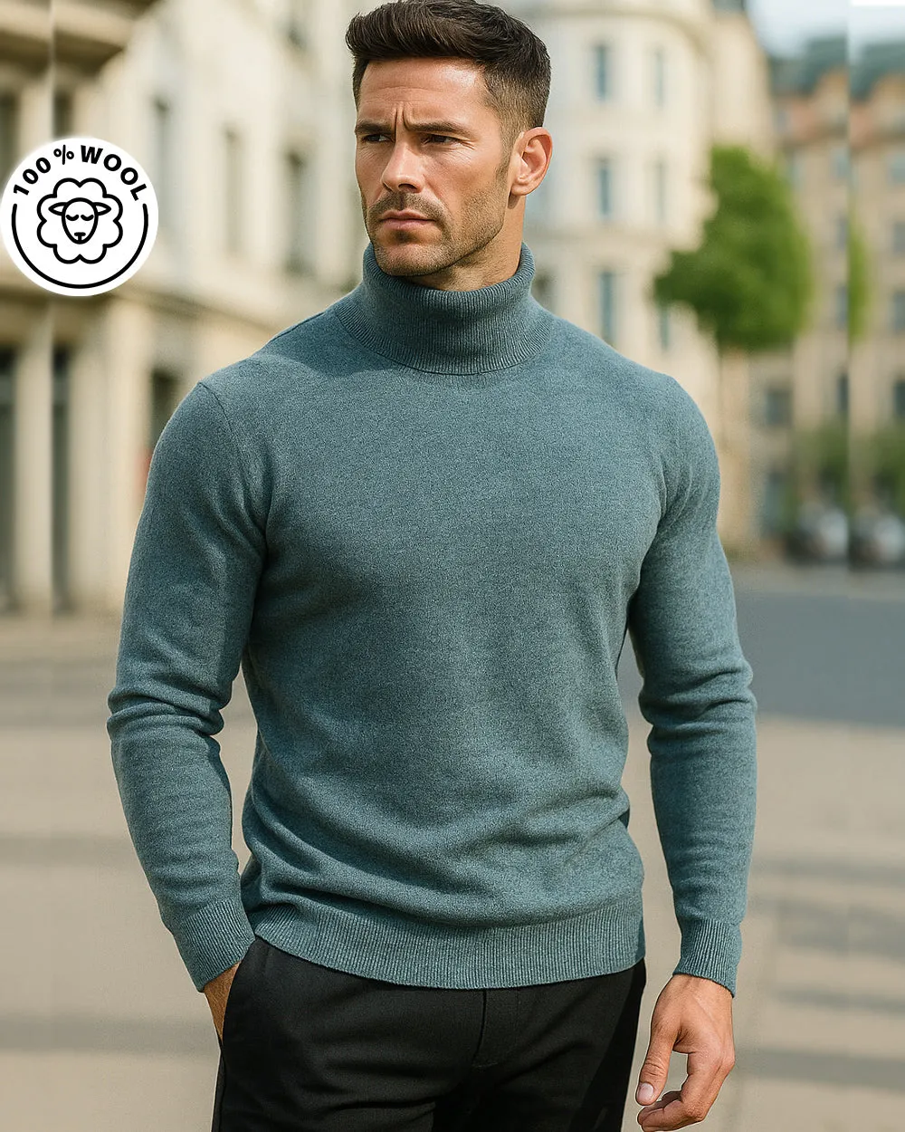 100% Wool Base Layer Turtleneck Merino Sweater sold by Aha Selected product image thumbnail 3