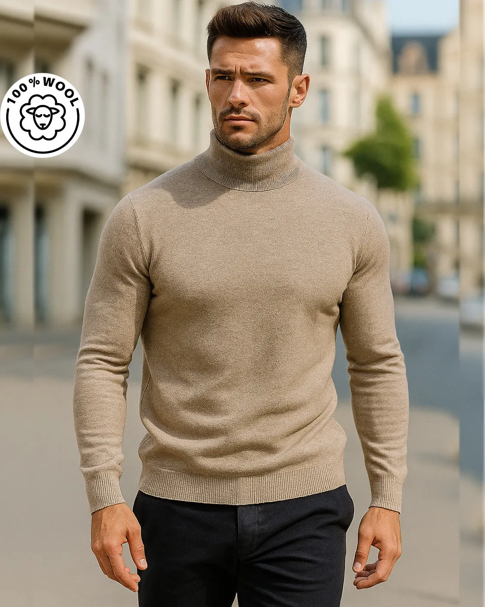100% Wool Base Layer Turtleneck Merino Sweater sold by Aha Selected