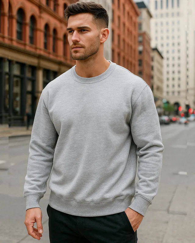 (Warm Edition)Fleece-lined Cotton Blend Soft Crewneck Sweatshirt sold by Aha Selected