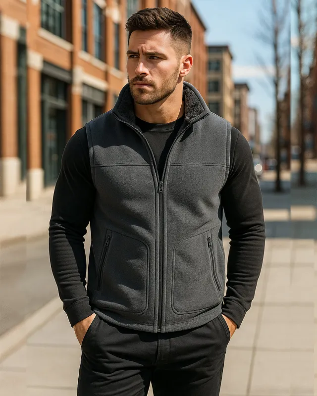 Fleece Outer & Sherpa-Lined Thermal Vest sold by Aha Selected