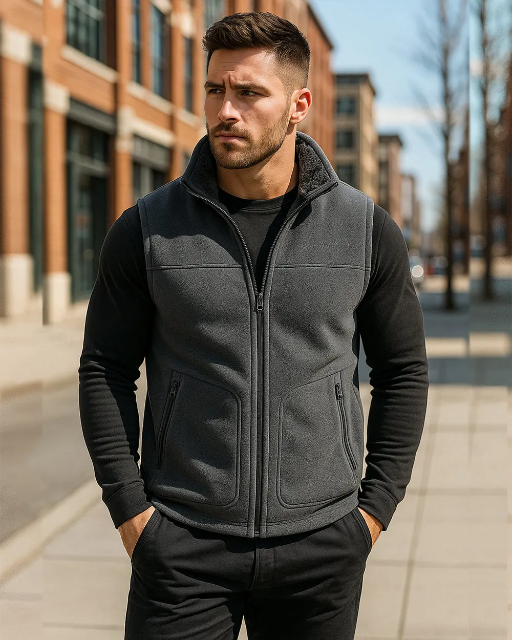 Fleece Outer & Sherpa-Lined Thermal Vest sold by Aha Selected