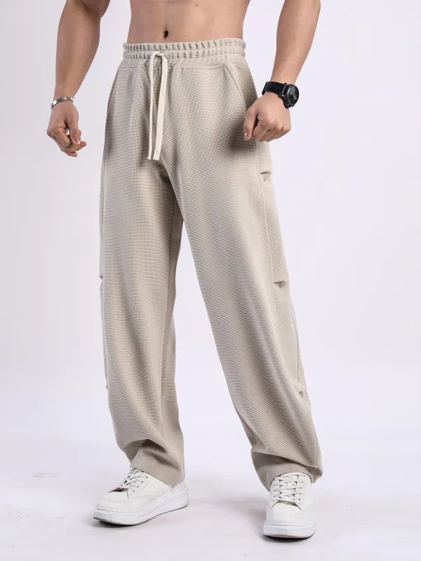Waffle Texture Wide-Leg Straight Jogger Pants sold by Aha Selected