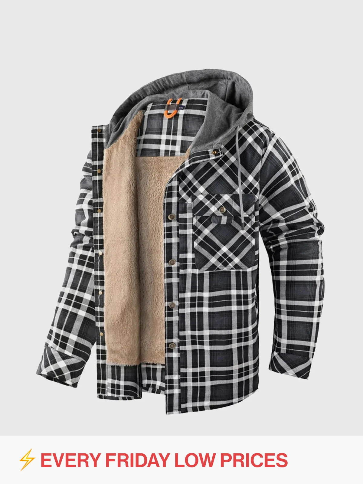 Corduroy Plaid Hooded Sherpa Lined Flannel Jacket sold by Aha Selected product image thumbnail 2