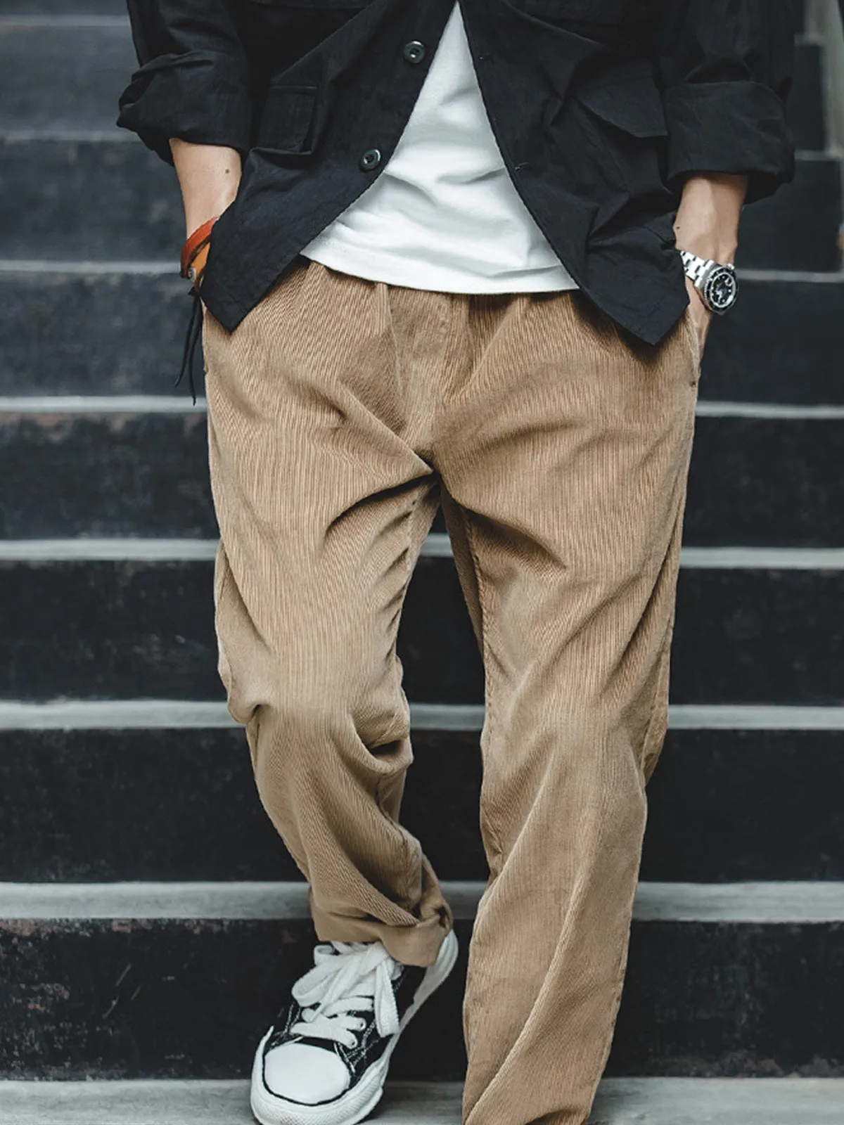 Men's Corduroy Relaxed Fit Straight Pants sold by Aha Selected product image thumbnail 2