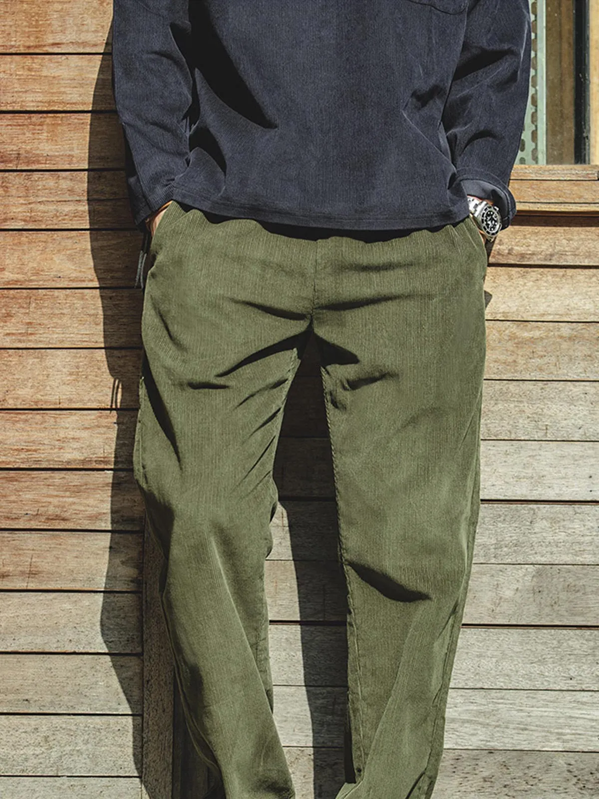 Men's Corduroy Relaxed Fit Straight Pants sold by Aha Selected product image thumbnail 4