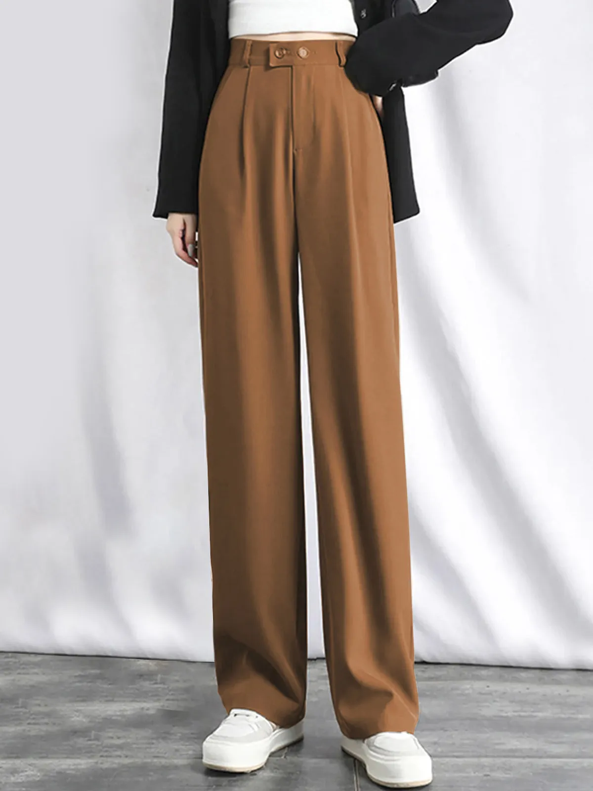 Two-Button Straight Pants sold by Aha Selected