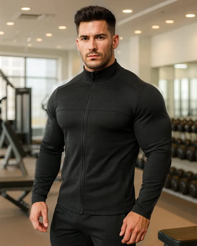 Muscle Fit Full Zip Athletic Jacket sold by Aha Selected