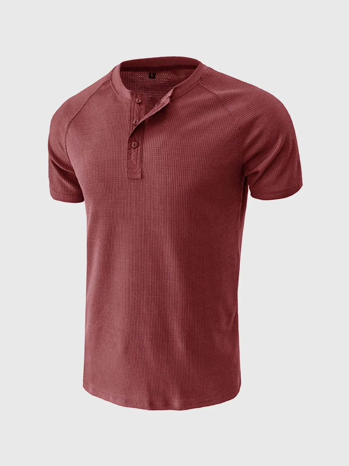 Waffle Henley Short Sleeves Top(Final Sale–No Return or Exchange) sold by Aha Selected