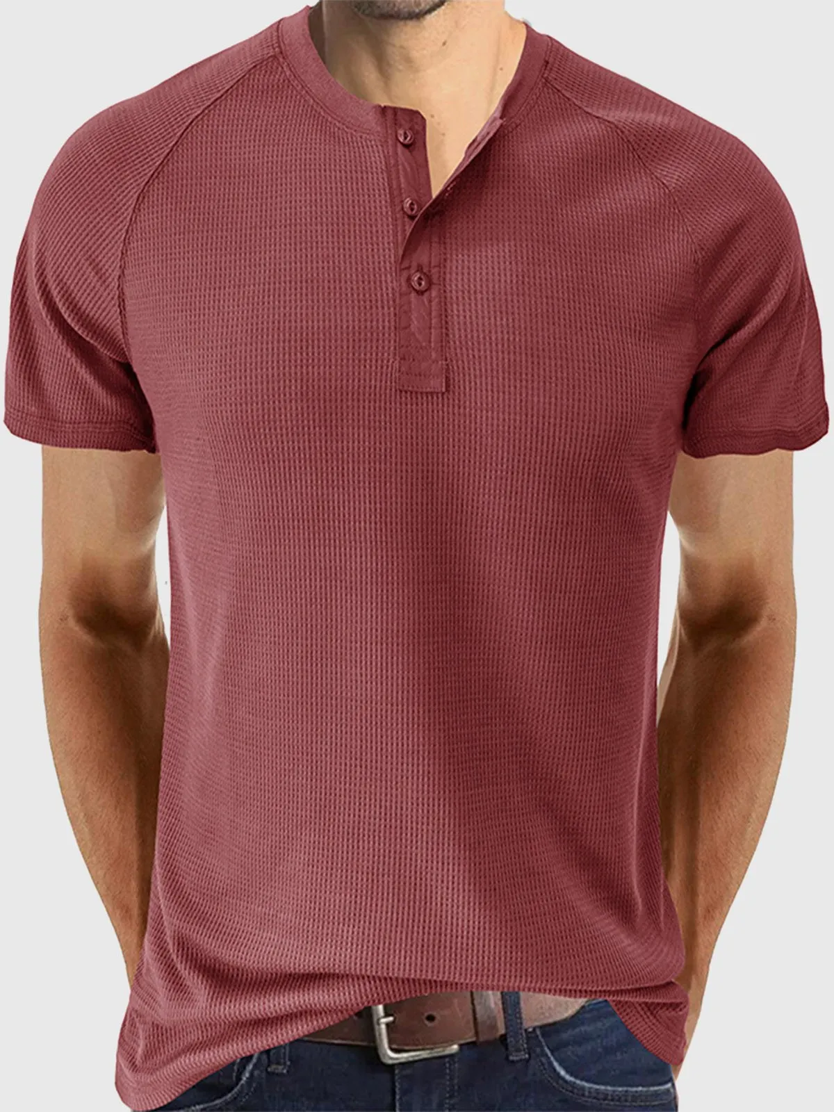 Waffle Henley Short Sleeves Top(Final Sale–No Return or Exchange) sold by Aha Selected product image thumbnail 2