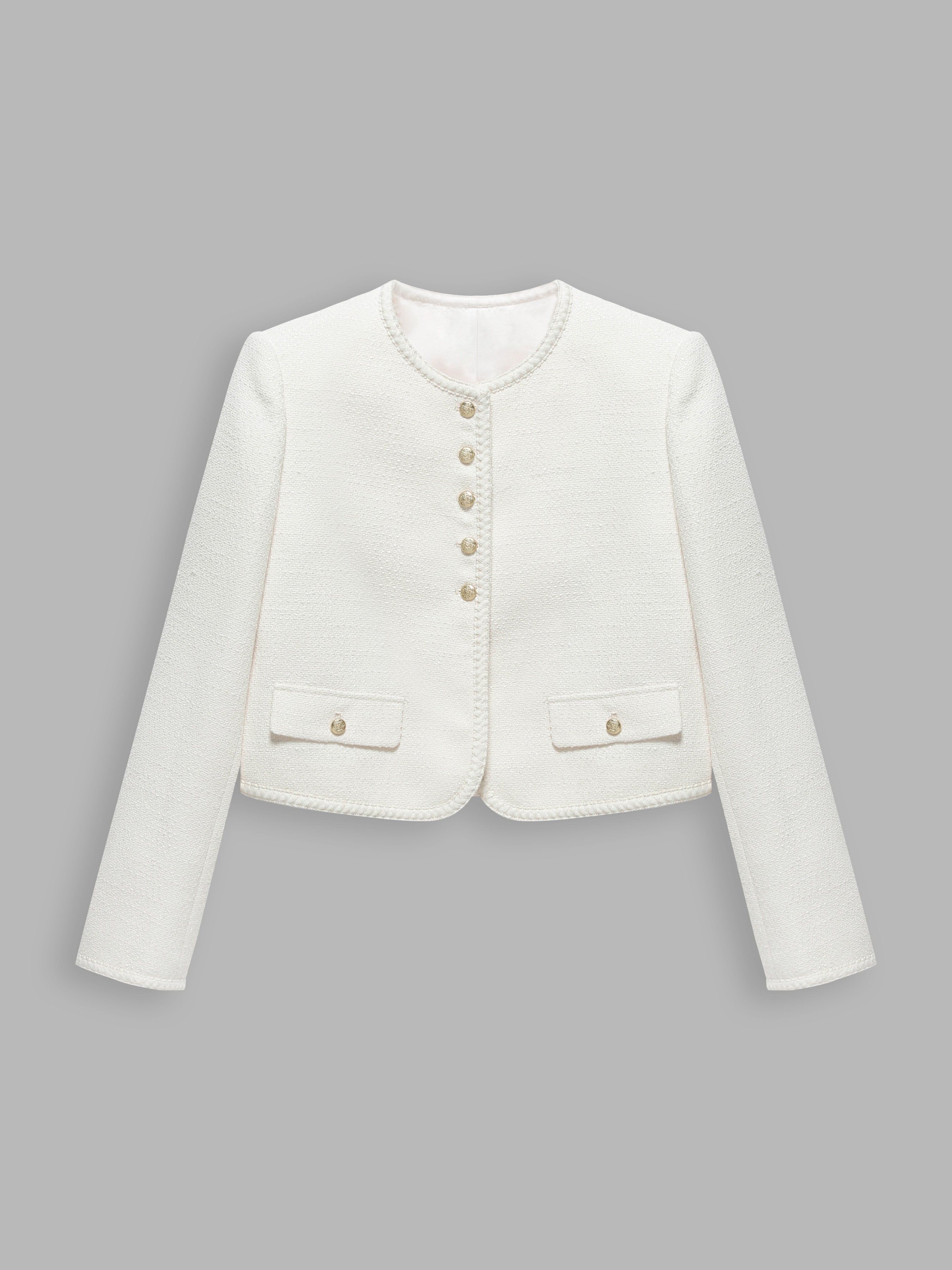 Woven Tweed Patchwork Jacket sold by Aha Selected