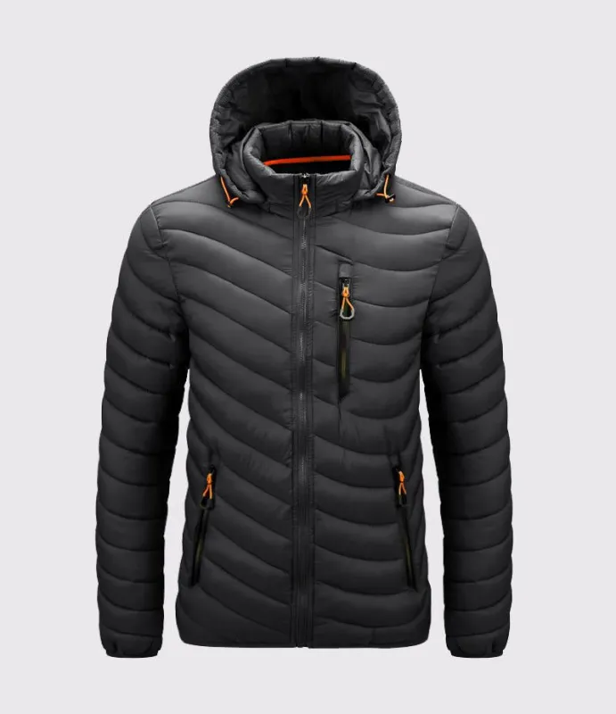 Men's Insulated Jacket Detachable Hood Black(Final Sale–No Return or Exchange) sold by Aha Selected
