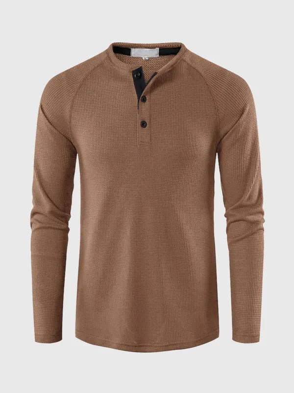 M's Waffle Henley Long Sleeves(Final Sale–No Return or Exchange) sold by Aha Selected
