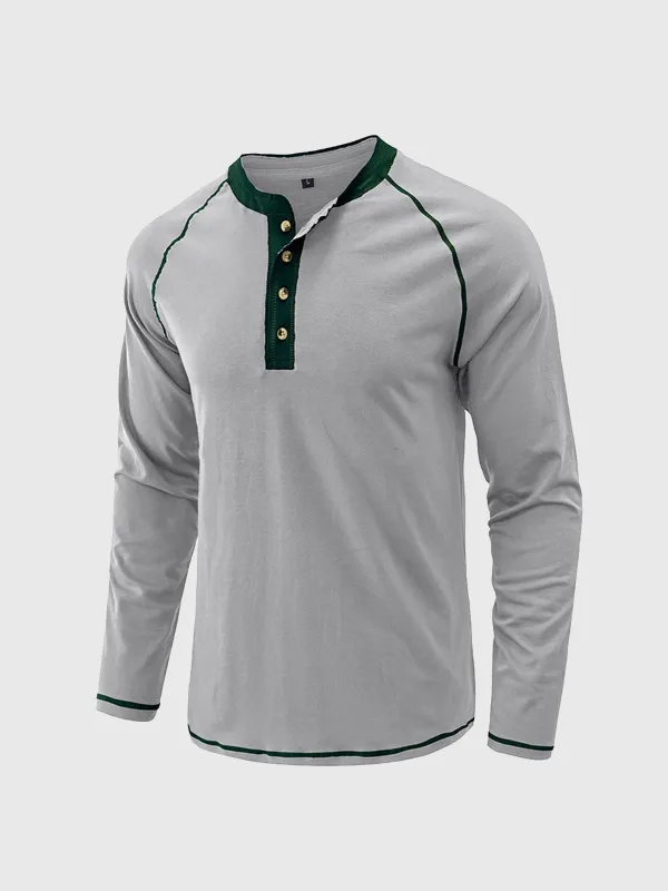 M's Raglan Long Sleeve Henley Shirt(Final Sale–No Return or Exchange) sold by Aha Selected