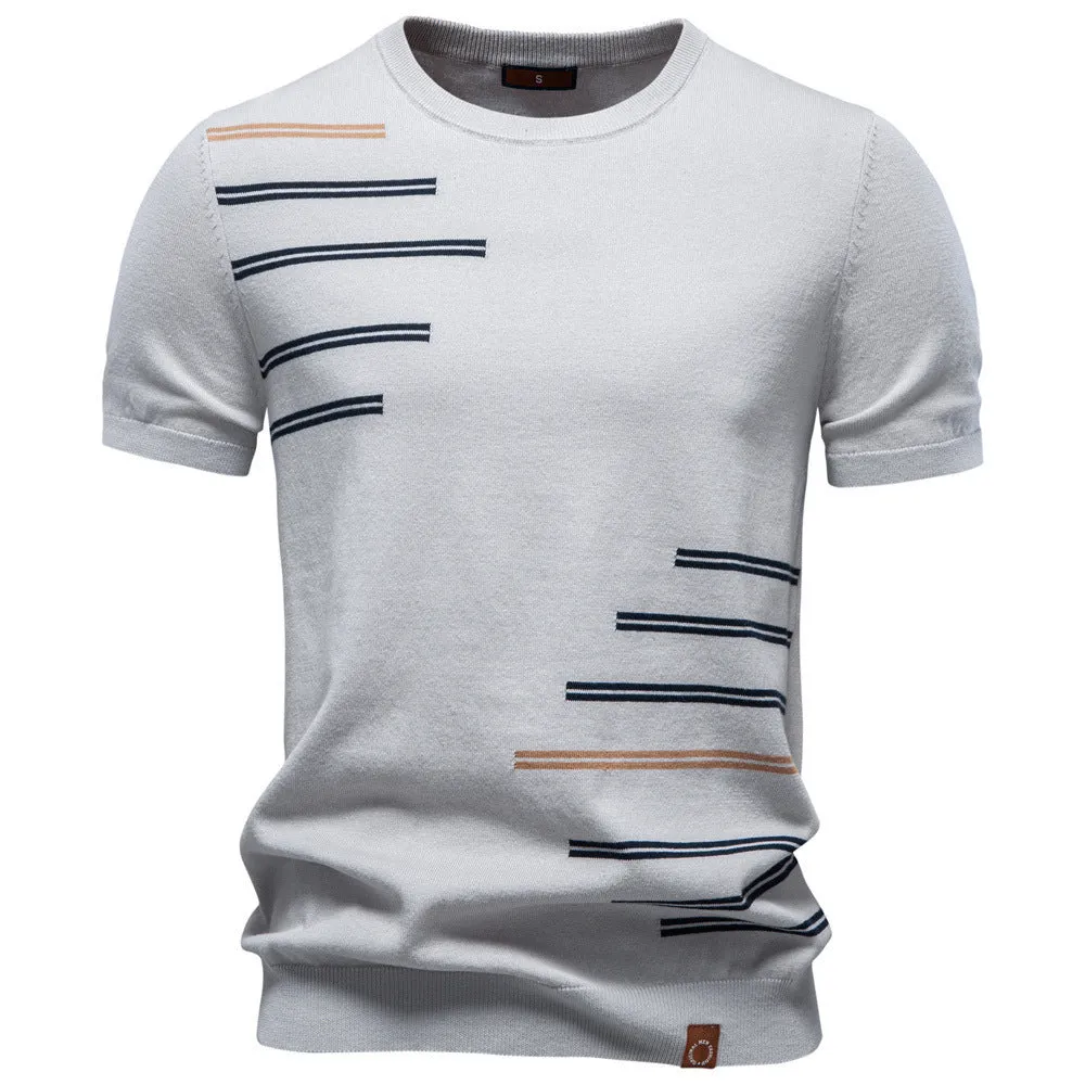 Men’s Striped Accent Knit T-Shirt sold by Aha Selected product image thumbnail 3