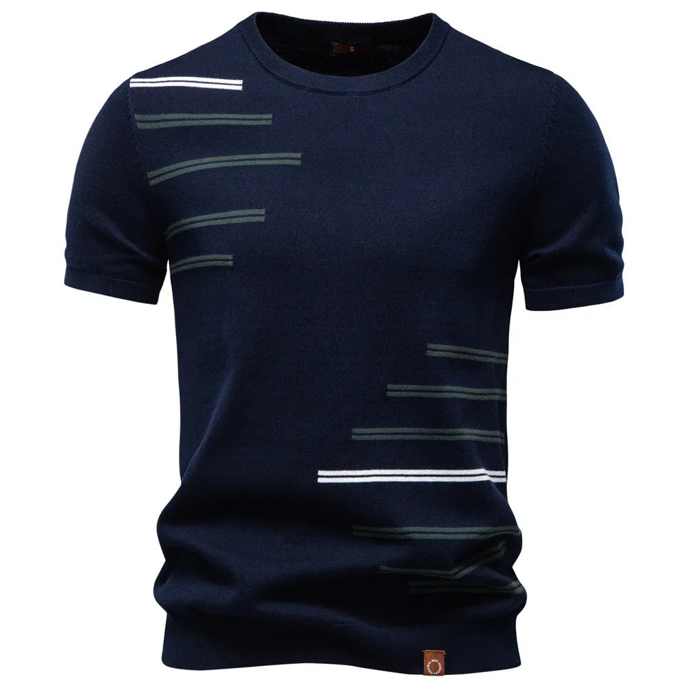 Men’s Striped Accent Knit T-Shirt sold by Aha Selected product image thumbnail 4