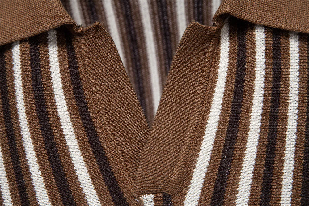 Men’s Vintage Stripe Knit Polo Shirt sold by Aha Selected product image thumbnail 5