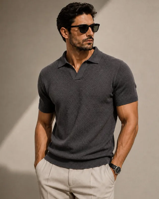 Men’s Minimalist Knit Polo Shirt made by Aha Selected