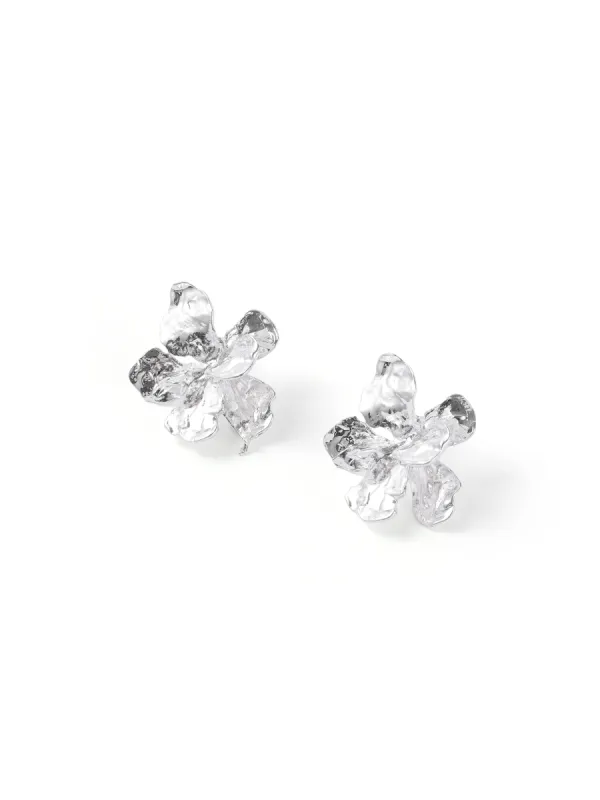 Silver Floral Earrings made by Aha Selected
