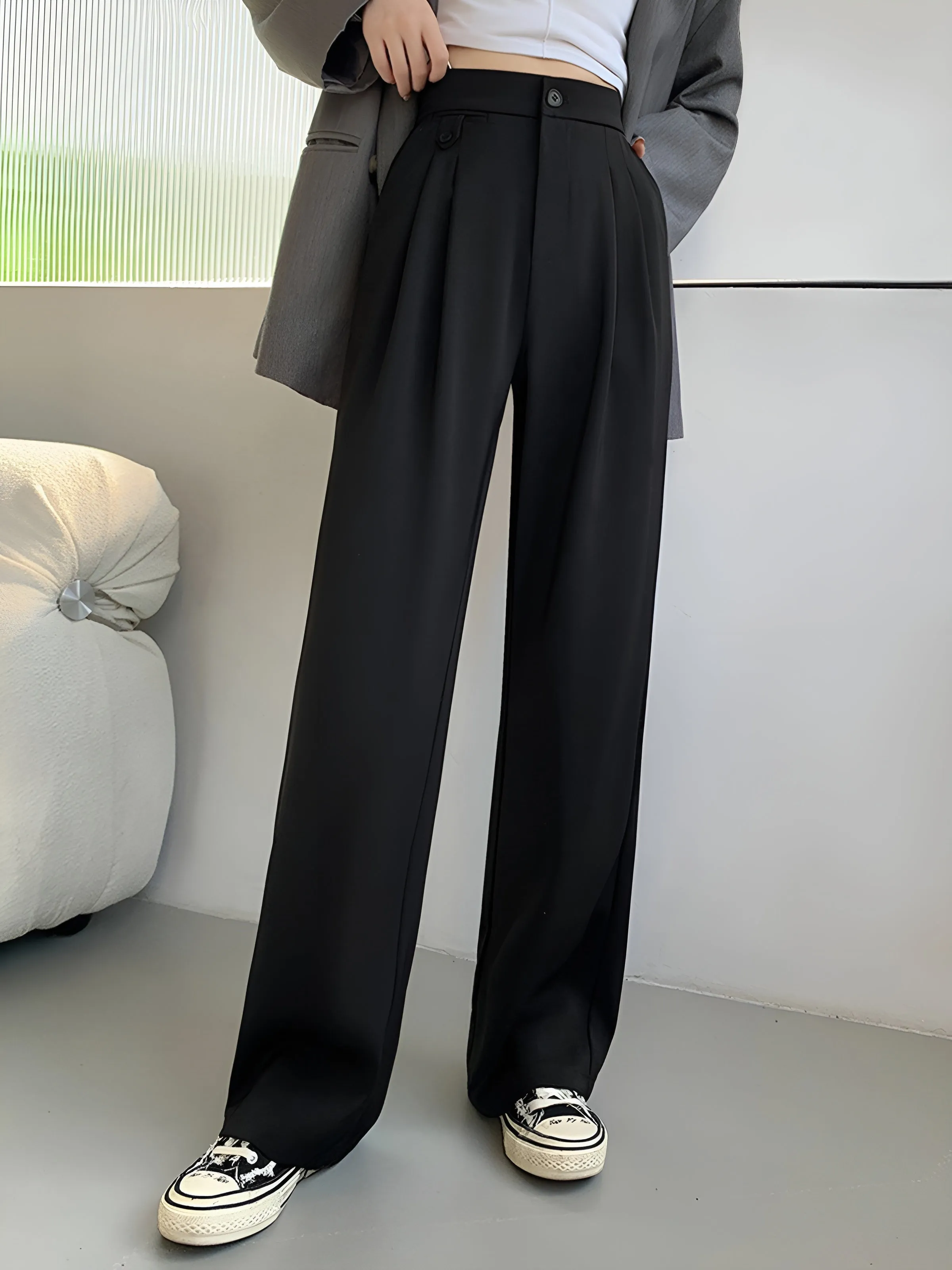 Flowy High-Waisted Palazzo Wide-Leg Pants sold by Aha Selected product image thumbnail 4