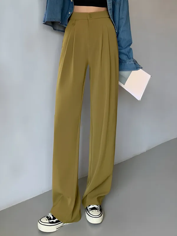 Flowy High-Waisted Palazzo Wide-Leg Pants sold by Aha Selected
