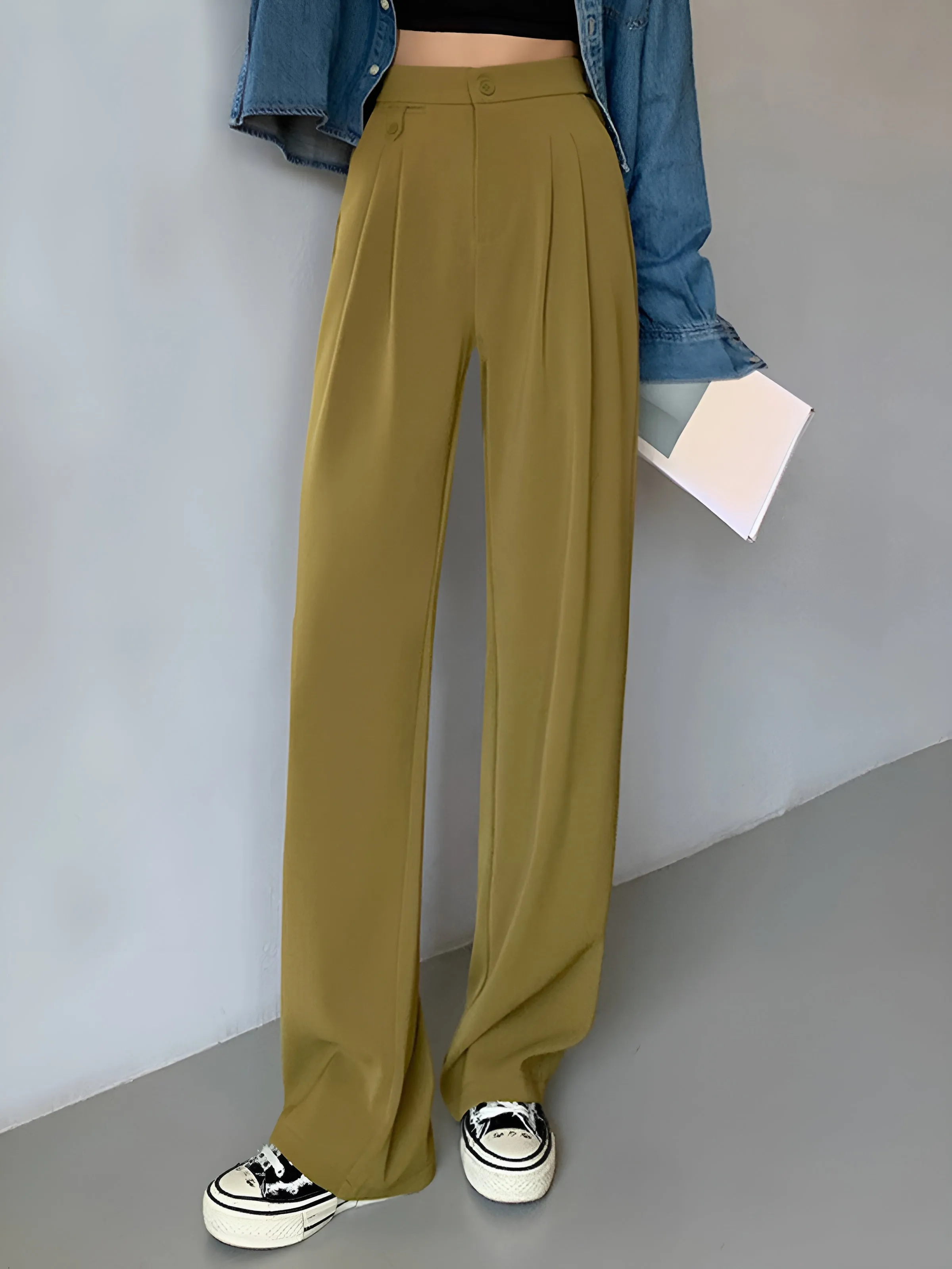 Flowy High-Waisted Palazzo Wide-Leg Pants sold by Aha Selected
