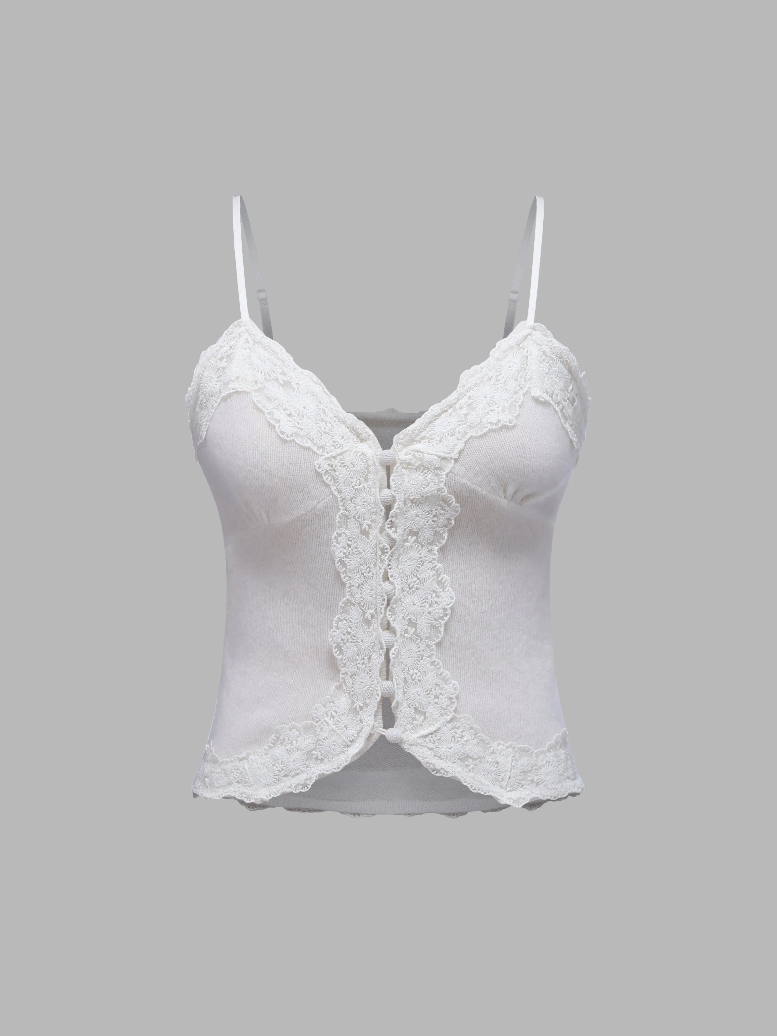 Strap Lace-Paneled Knitted Vest sold by Aha Selected product image thumbnail 2