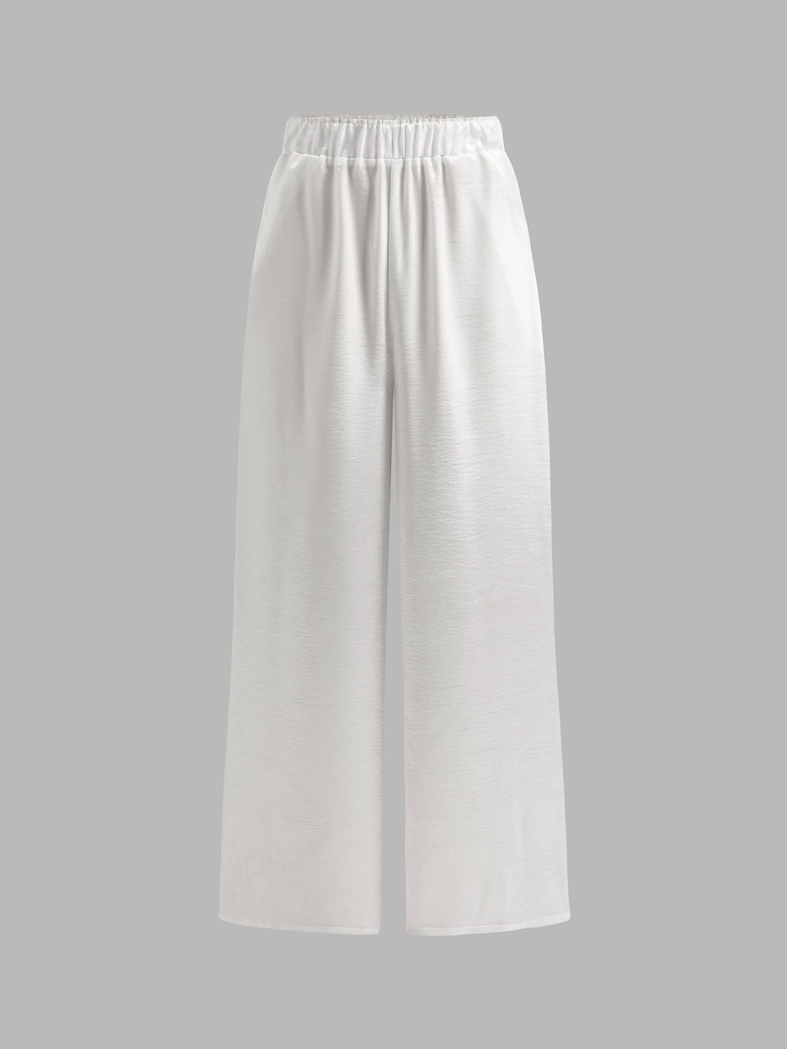 Textured Satin Elastic Waistband Wide Leg Pants sold by Aha Selected product image thumbnail 2
