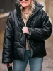 Vegan Leather Down Puffer Jacket sold by Aha Selected