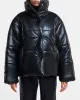 Vegan Leather Down Puffer Jacket sold by Aha Selected