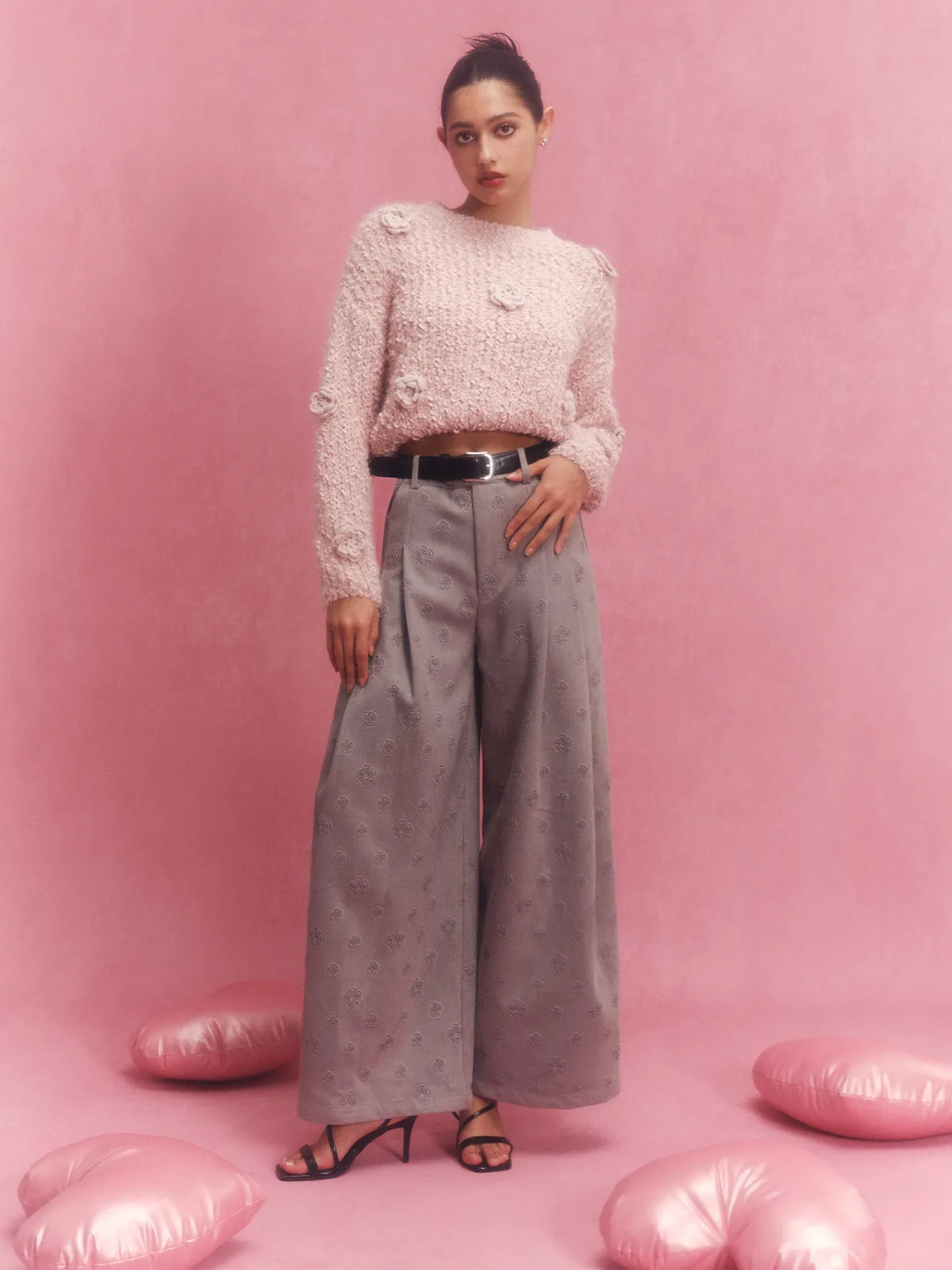 Women’s 3D Floral Embroidered Sweater sold by Aha Selected