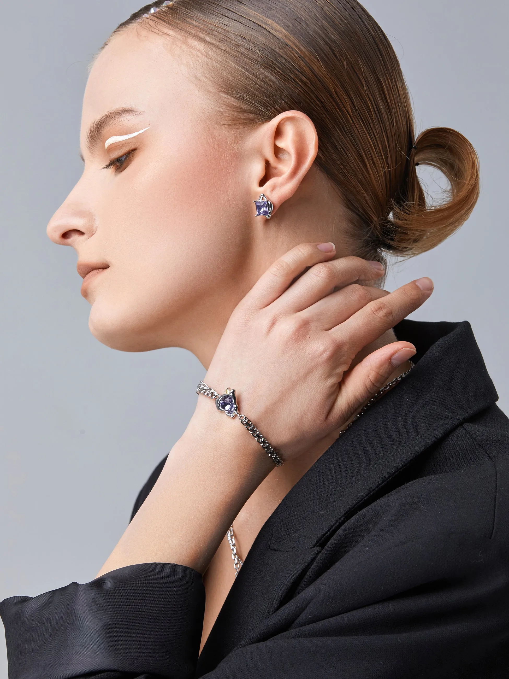 Purple Zircon Heart Charm Bracelet sold by Aha Selected product image thumbnail 4
