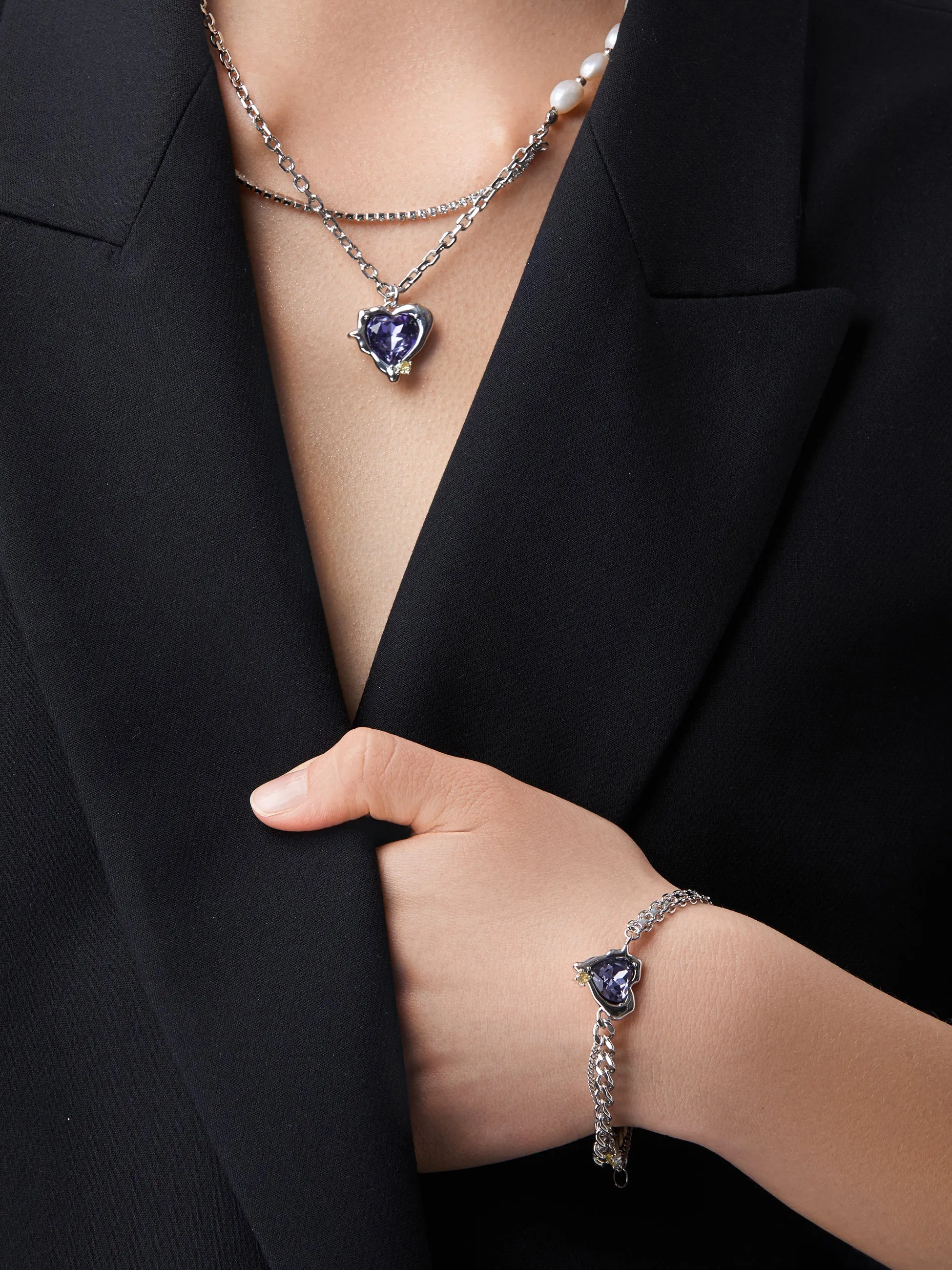 Purple Zircon Heart Charm Bracelet sold by Aha Selected product image thumbnail 2