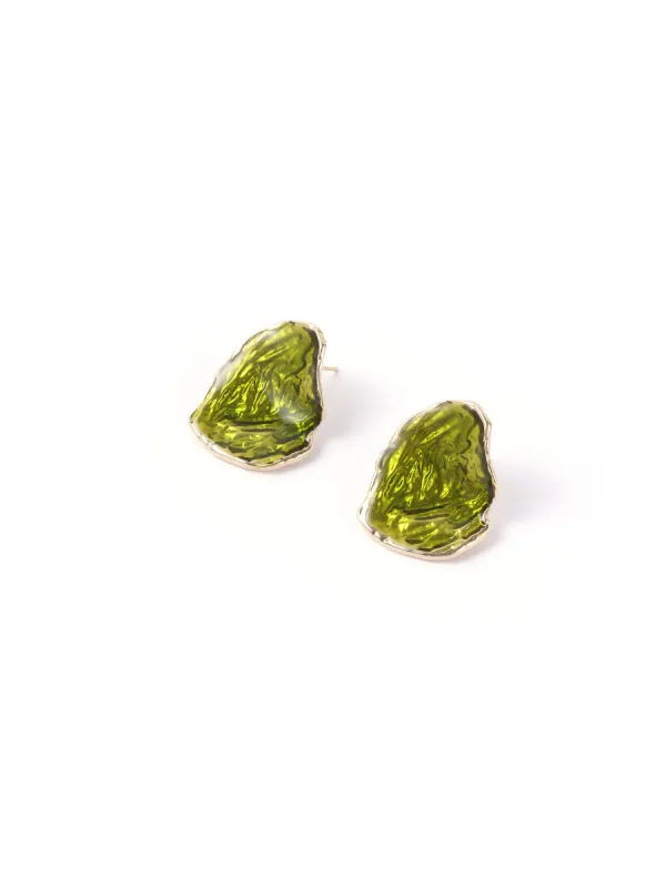 Green Emerald Cut Stud Earrings made by Aha Selected