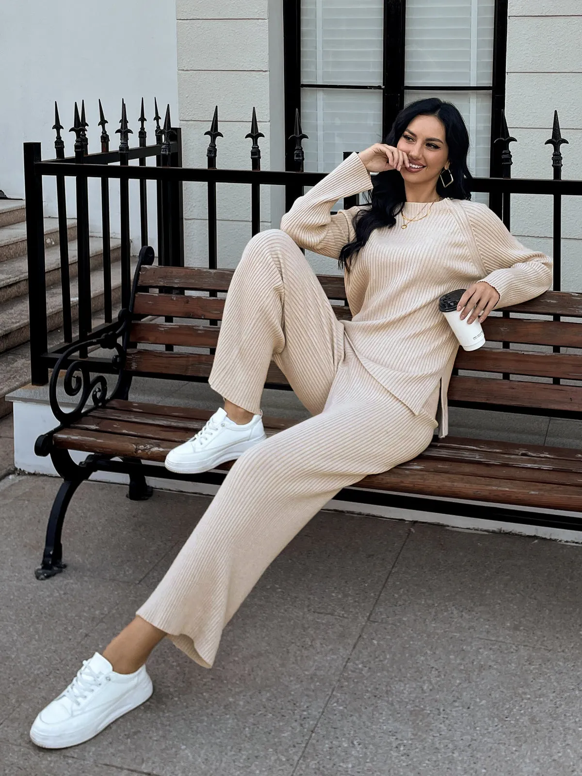 Knitted Sweater & Wide Leg Pant 2 Piece Lounge Set sold by Aha Selected product image thumbnail 5