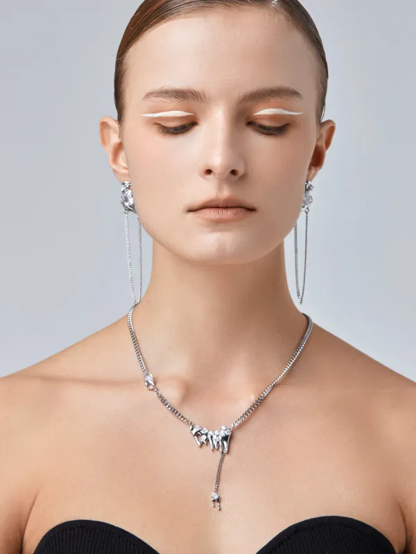 Exquisite Zircon Embedded Melting Metal Pendent Necklace sold by Aha Selected