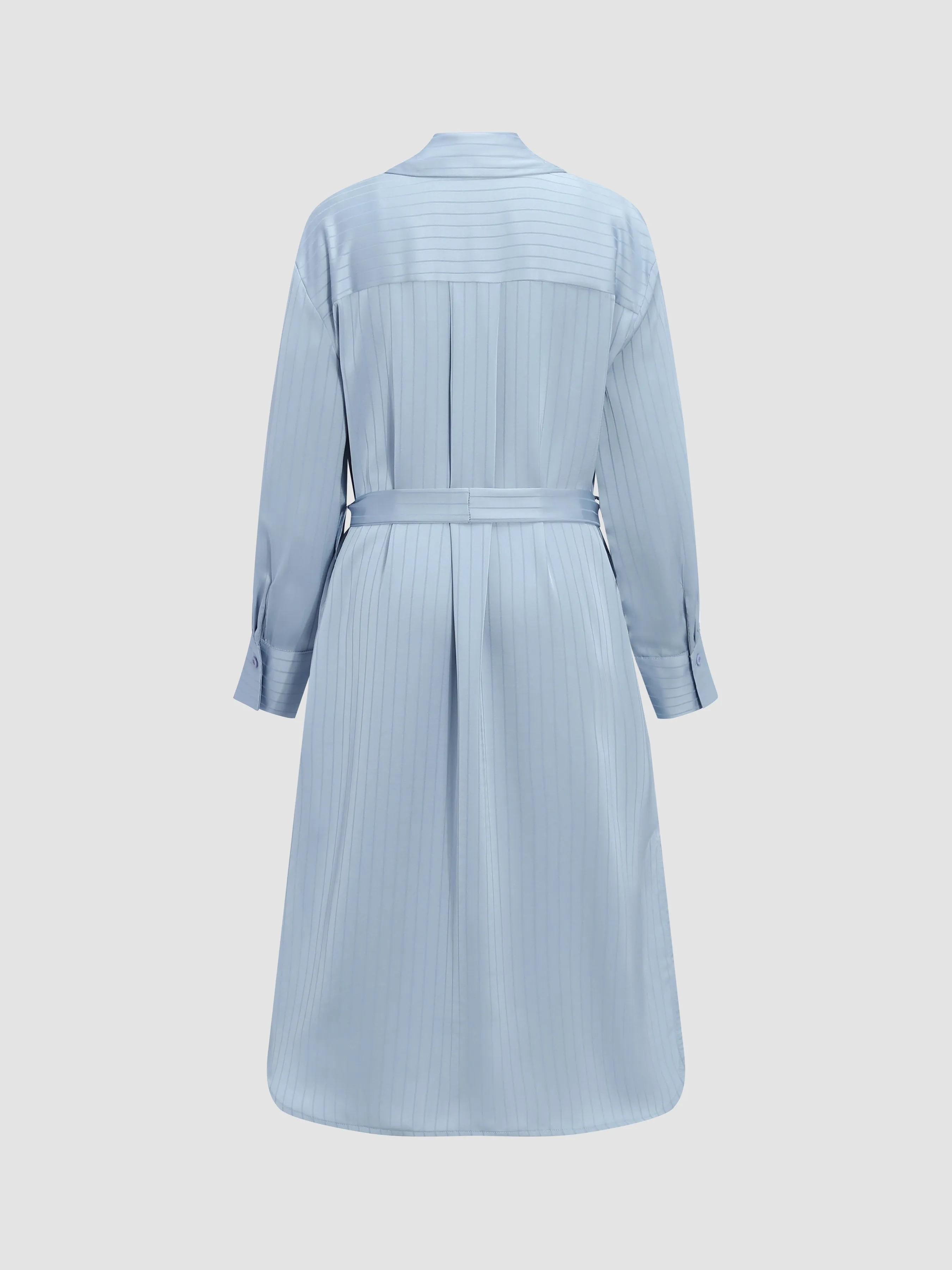 Satin Striped Belted Shirt Dress sold by Aha Selected product image thumbnail 2