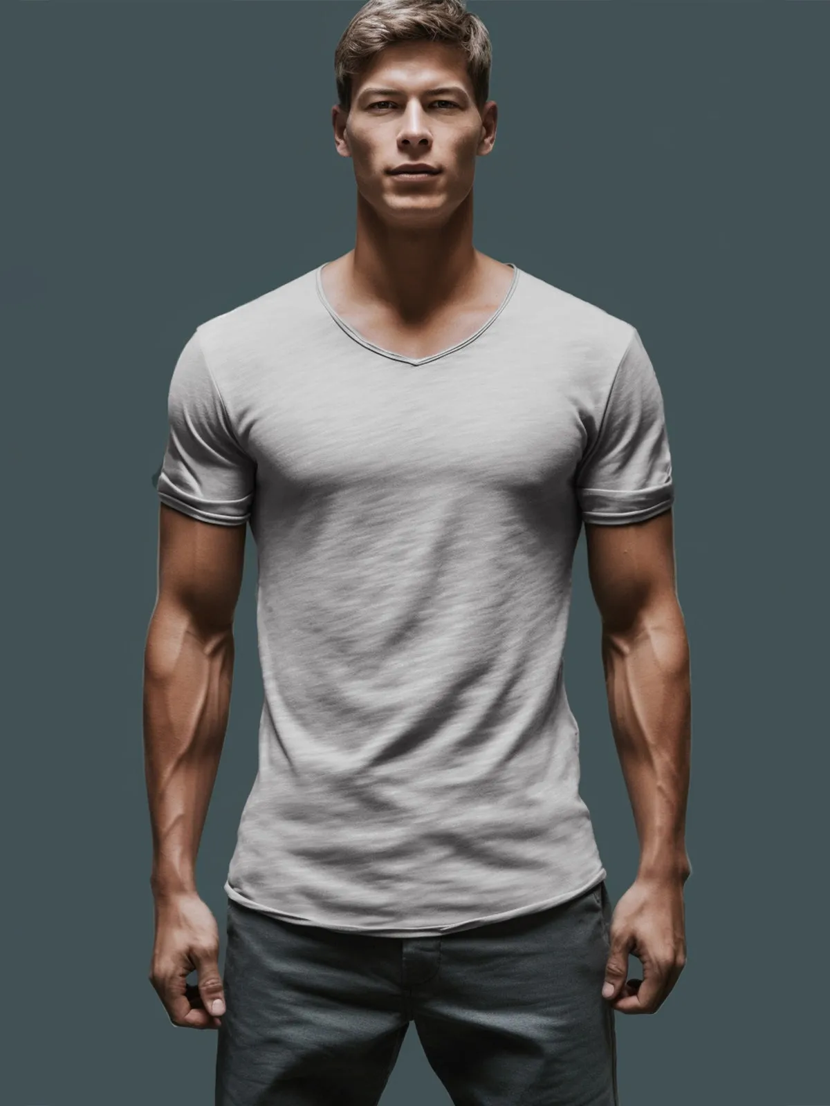 Slub Cotton V-neck T-shirt sold by Aha Selected