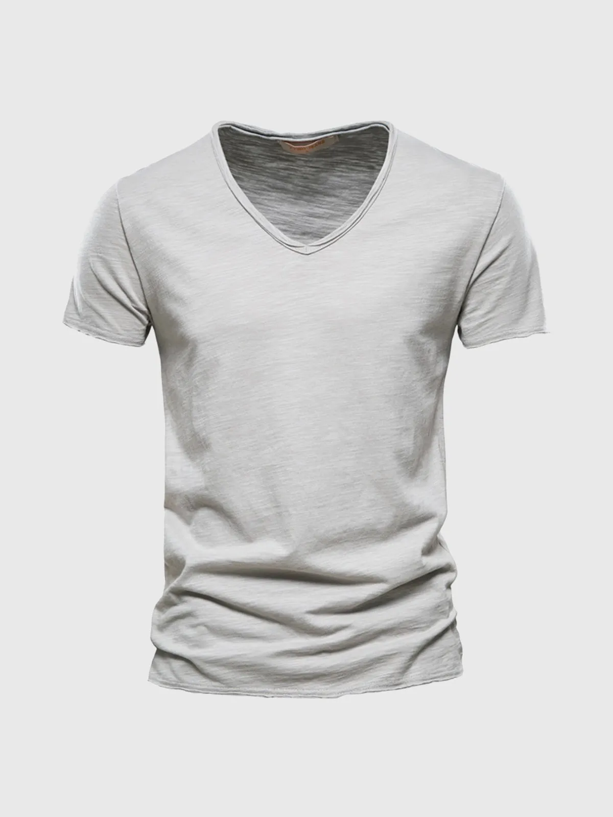 Slub Cotton V-neck T-shirt sold by Aha Selected product image thumbnail 2