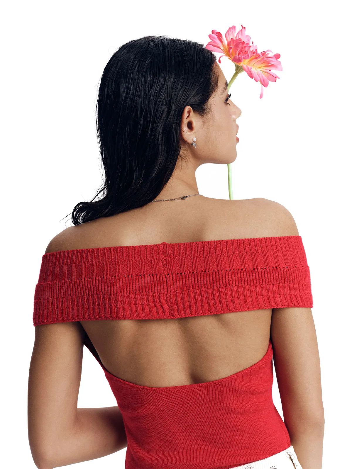 Women's Cropped One-Shoulder Sweater sold by Aha Selected product image thumbnail 2