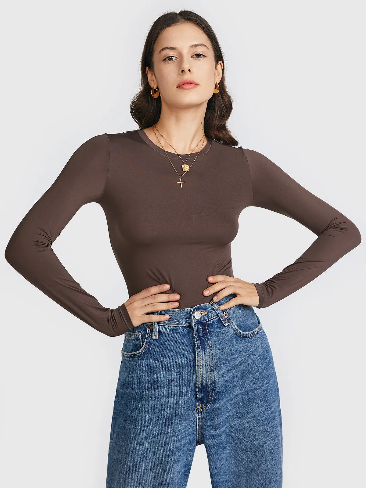 Women's Crew Neck Long Sleeve T-Shirt sold by Aha Selected product image thumbnail 3